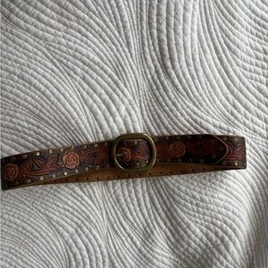 Lucky Brand Brown Leather Belt with Embossed Design